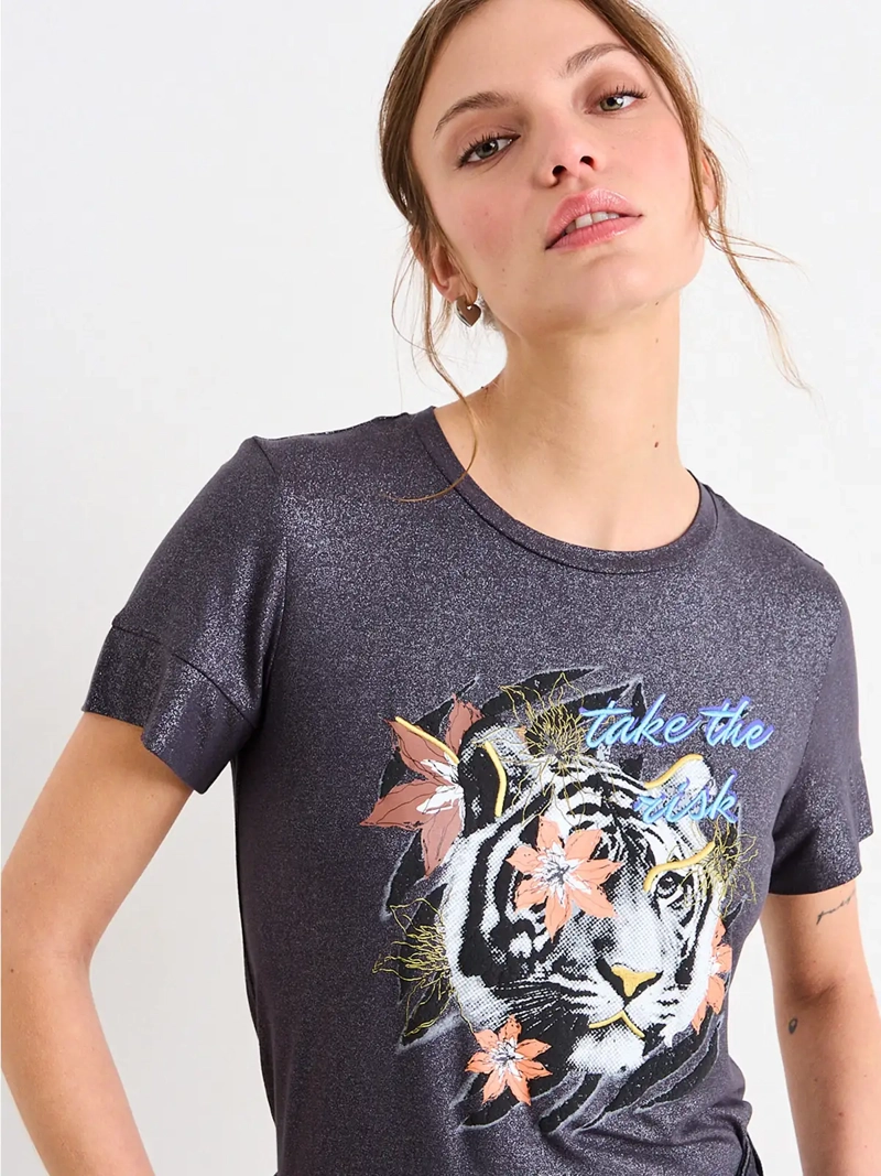 POLERA MUJER IO MANGA CORTA ESTAMPADA - 3