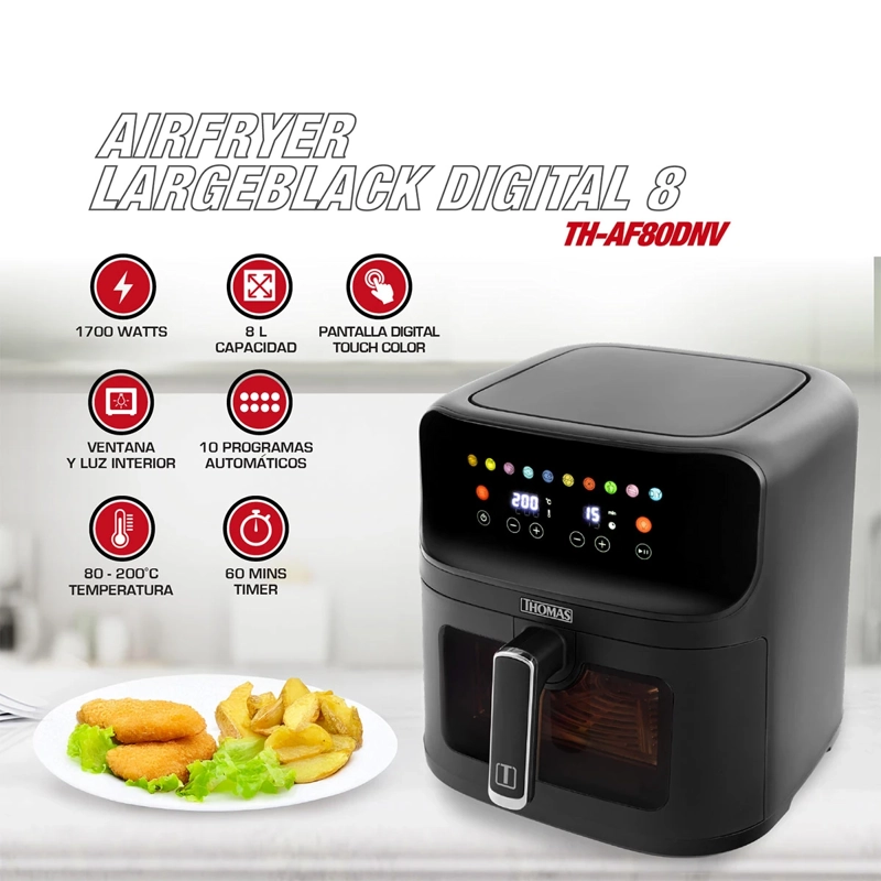FREIDORA THOMAS 8L LARGEBLACK TH-AF80DNV - 3
