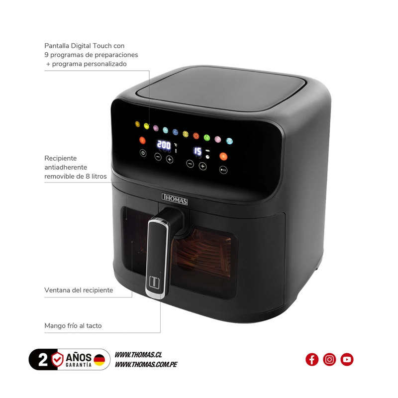 FREIDORA THOMAS 8L LARGEBLACK TH-AF80DNV - 7