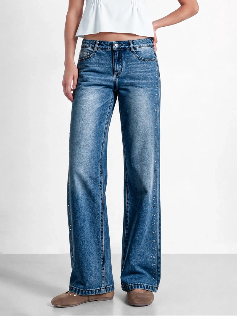 JEANS MUJER RAINDOOR ALGODÓN FLORES TACHAS - 3