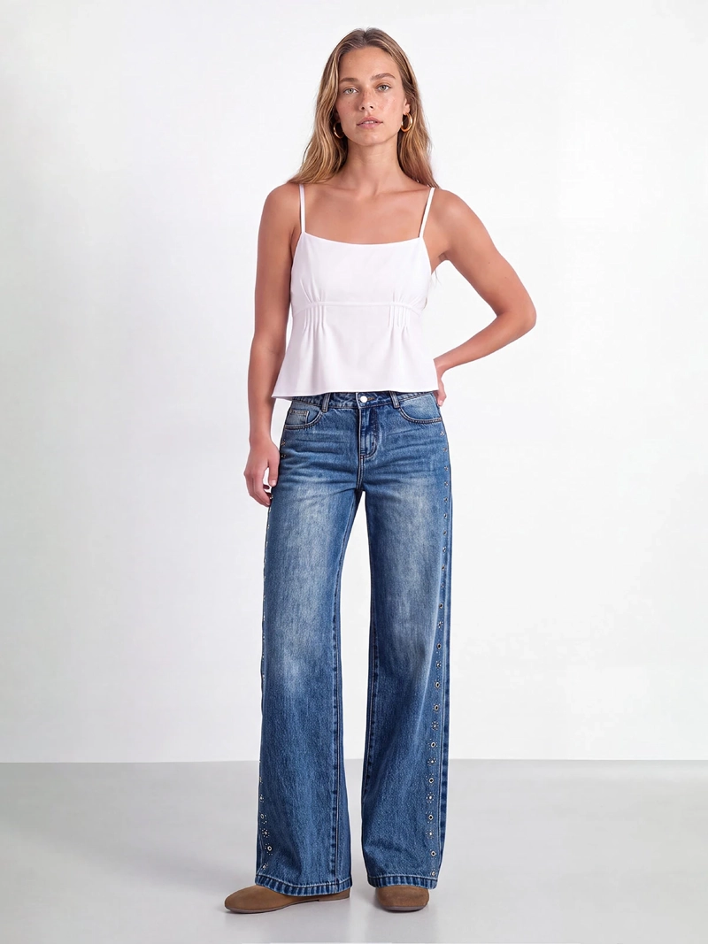 JEANS MUJER RAINDOOR ALGODÓN FLORES TACHAS - 2