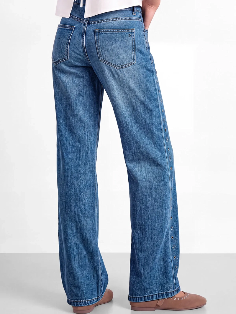 JEANS MUJER RAINDOOR ALGODÓN FLORES TACHAS - 4