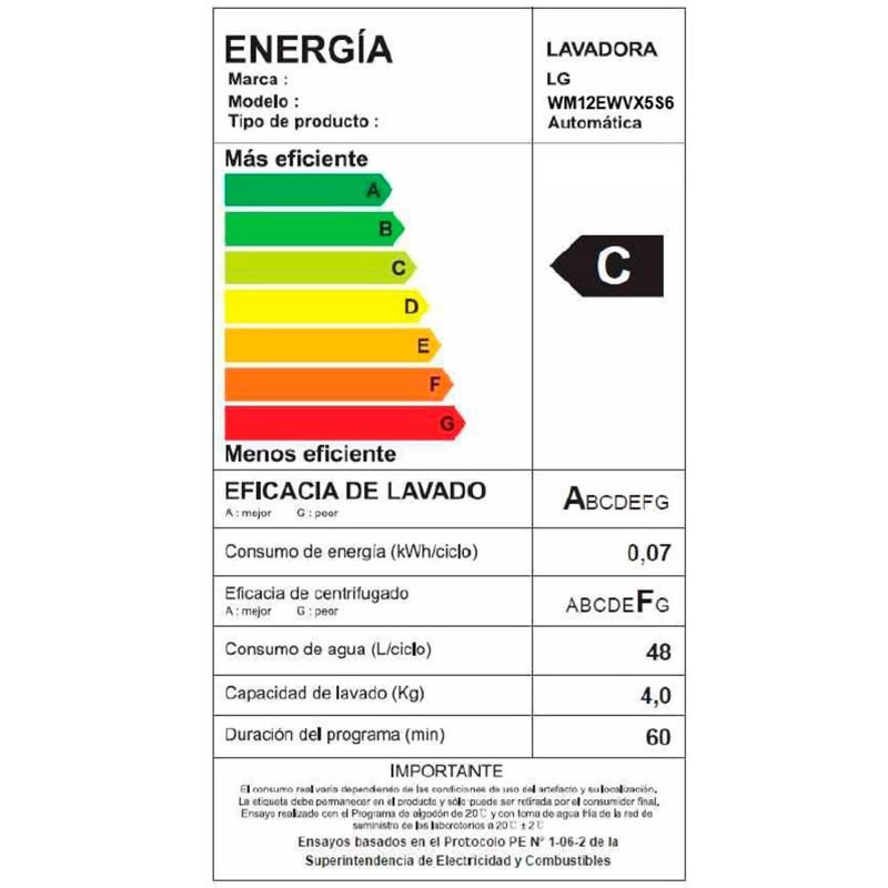 LAVADORA CARGA FRONTAL LG WM12EWVX5S6 12KG BLANCO - 7