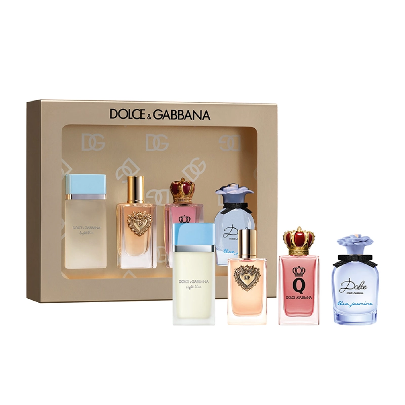 SET PERFUME MINI MUJER DOLCE&GABBANA DEVOTION 5ML-LIGHT BLUE 5ML-BLUE JASMINE 5ML-THE ONE 5ML - 1
