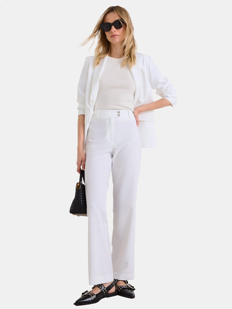 PANTALÓN MUJER ASH RECTO CON PINZAS DOBLE BOTÓN METÁLICO DELANTERO  - 4