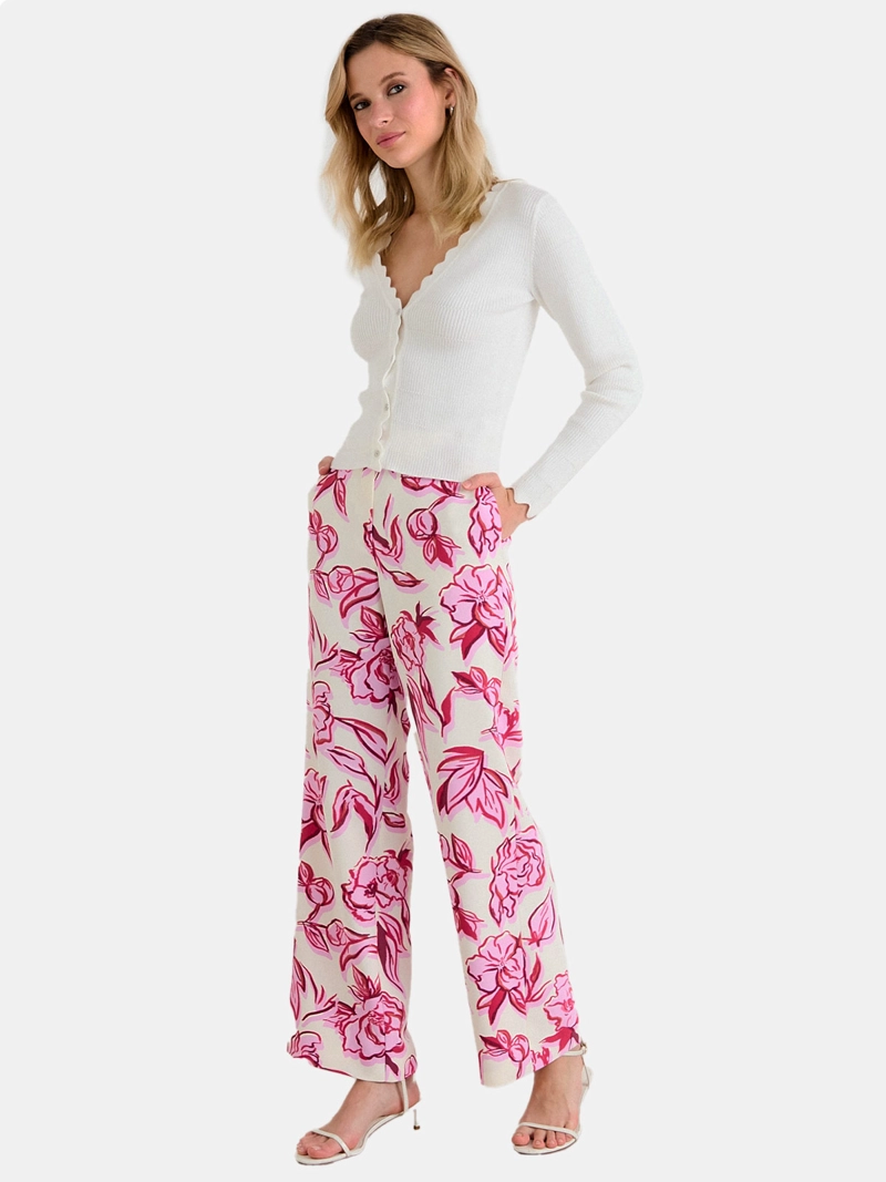 PANTALÓN MUJER ASH PIERNA AMPLIA ESTAMPADO PRETINA CLÁSICA - 1