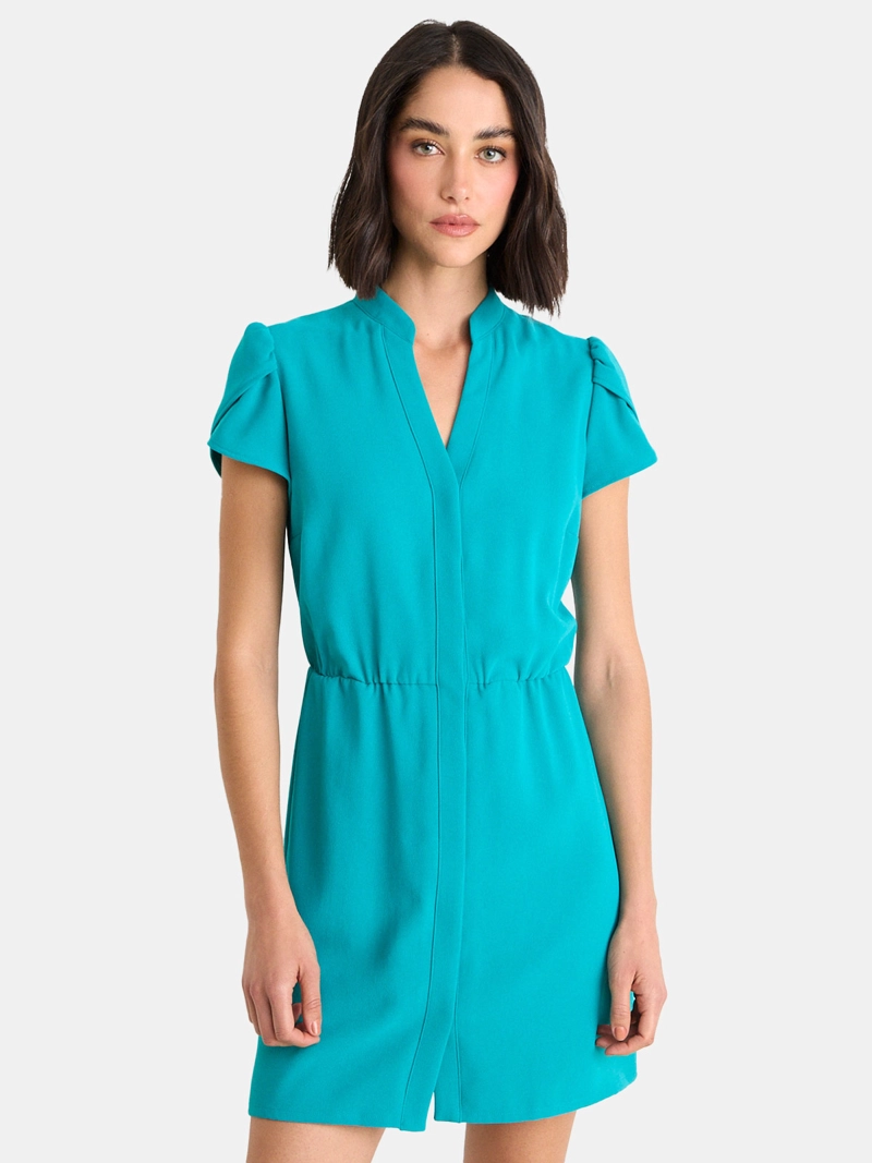 VESTIDO MUJER ASH CUELLO MAO ESCOTE EN V MANGAS TULIPÁN CINTURA ELÁSTICA - 2