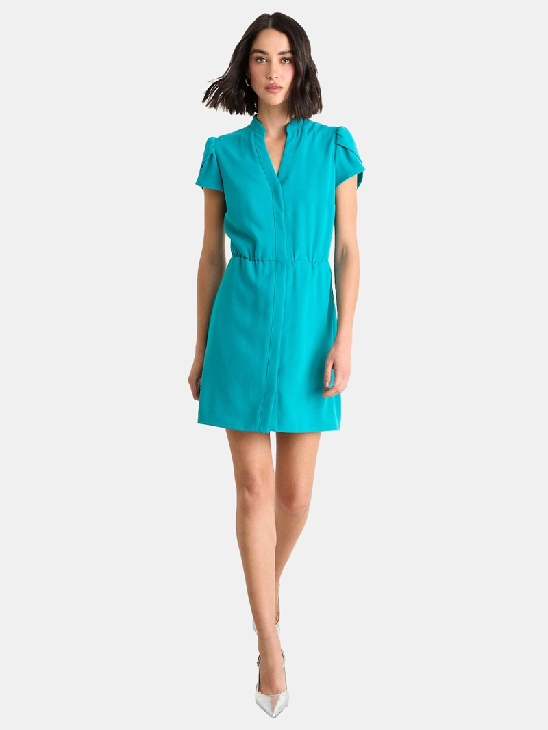 VESTIDO MUJER ASH CUELLO MAO ESCOTE EN V MANGAS TULIPÁN CINTURA ELÁSTICA