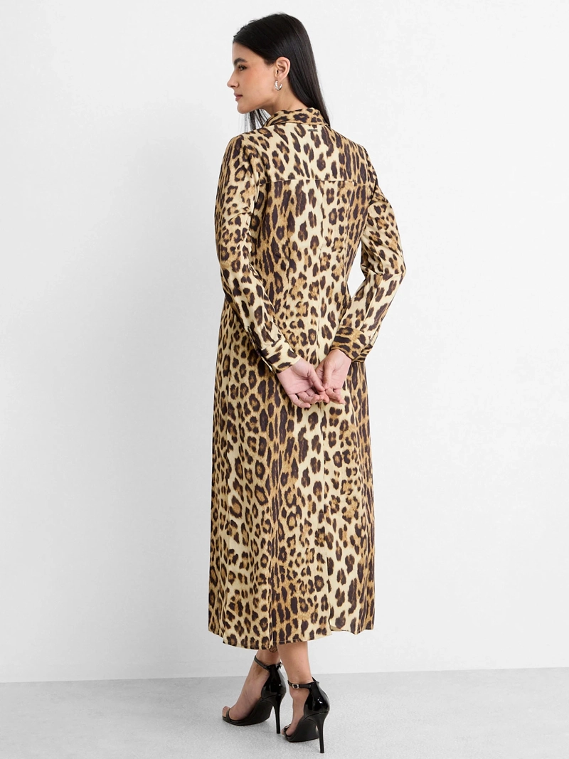 VESTIDO MUJER ASH CAMISERO ESTAMPADO ANIMAL PRINT MIDI CUELLO CLÁSICO - 2
