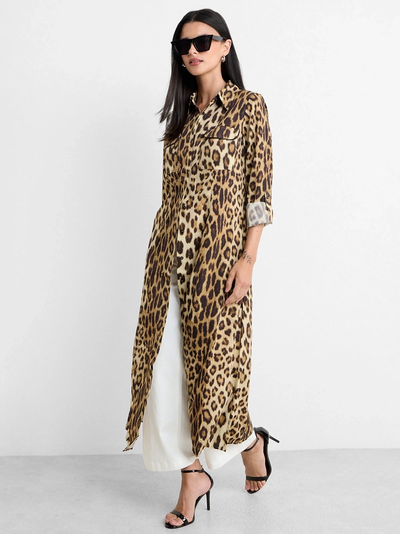 VESTIDO MUJER ASH CAMISERO ESTAMPADO ANIMAL PRINT MIDI CUELLO CLÁSICO - 3