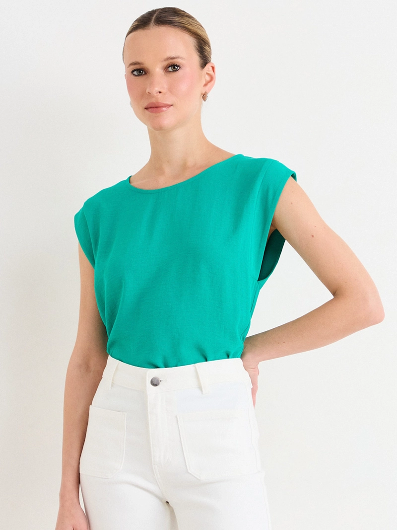 BLUSA MUJER ASH ESCOTE REDONDO MANGA CAÍDA