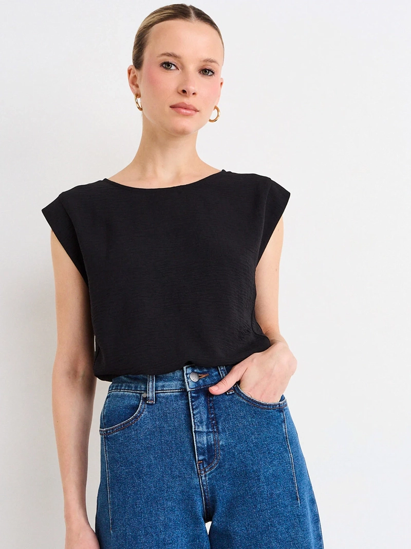 BLUSA MUJER ASH ESCOTE REDONDO MANGA CAÍDA