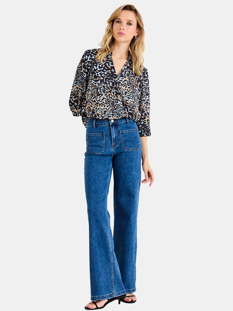 BLUSA MUJER ASH MANGA 3/4 PRINT ESCOTE EN V - 4