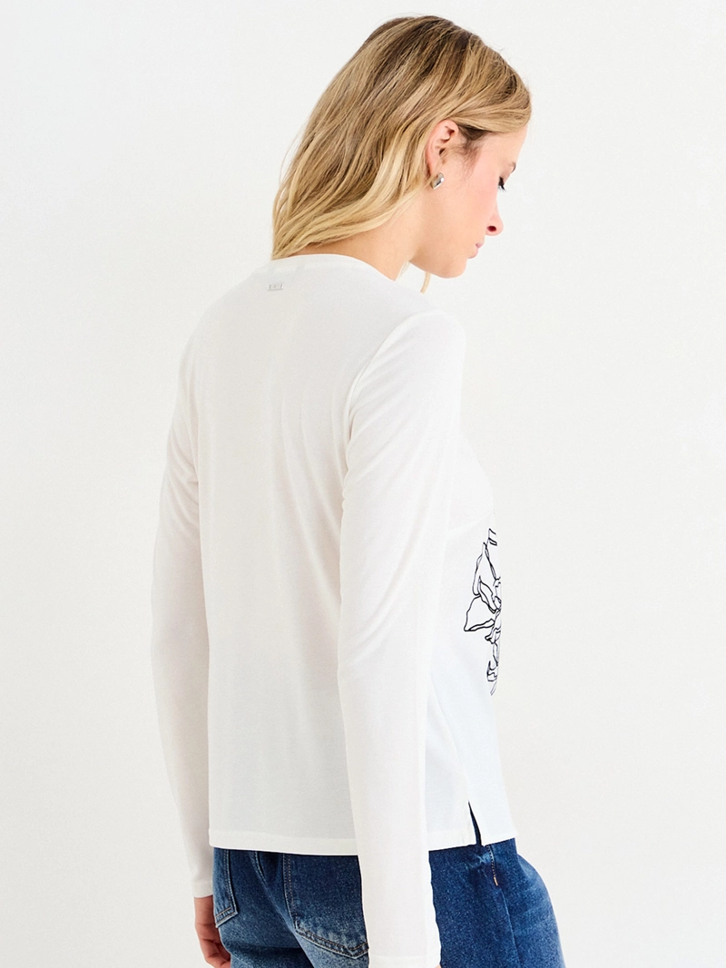 POLERA MUJER ASH ESCOTE REDONDO MANGA LARGA - 2