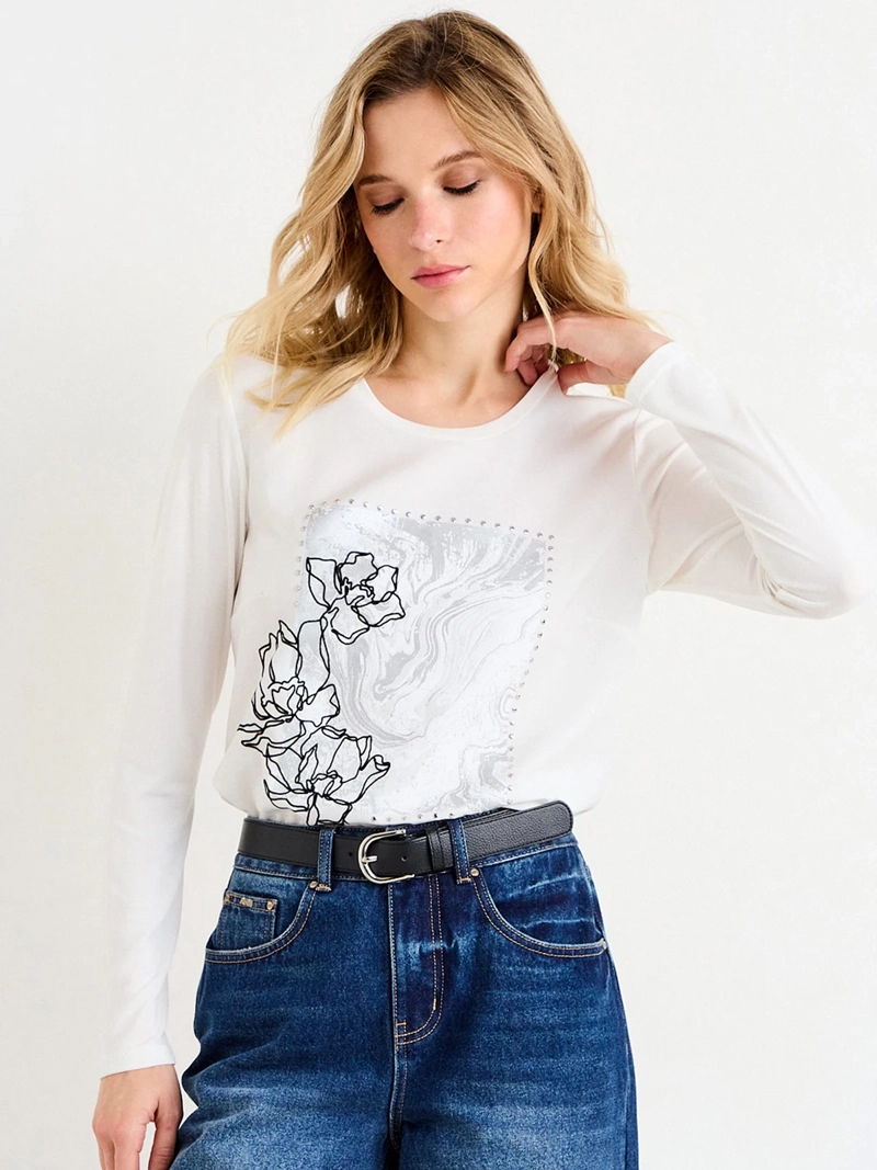 POLERA MUJER ASH ESCOTE REDONDO MANGA LARGA
