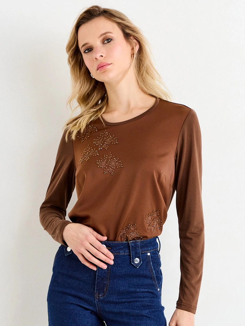 POLERA MUJER ASH ESCOTE REDONDO MANGA LARGA