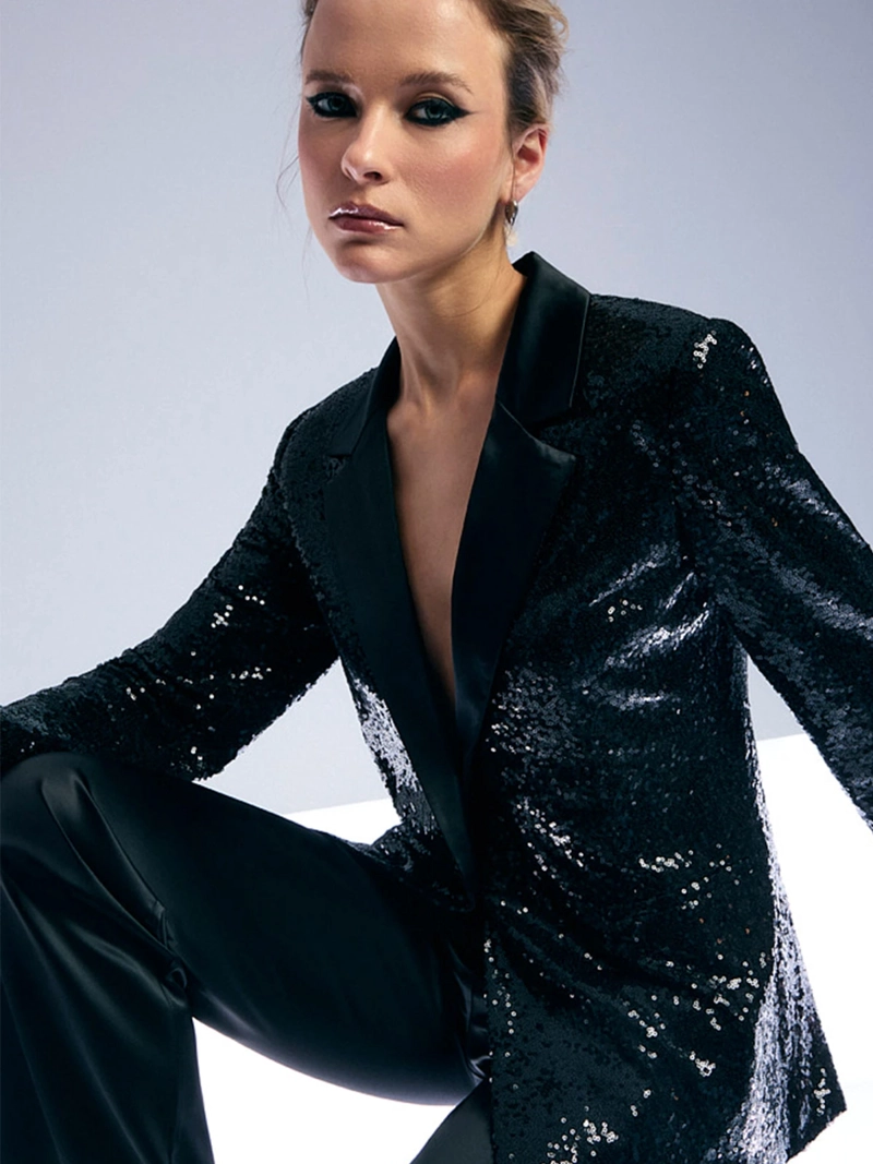 BLAZER MUJER ASH MANGA LARGA LENTEJUELAS - 1