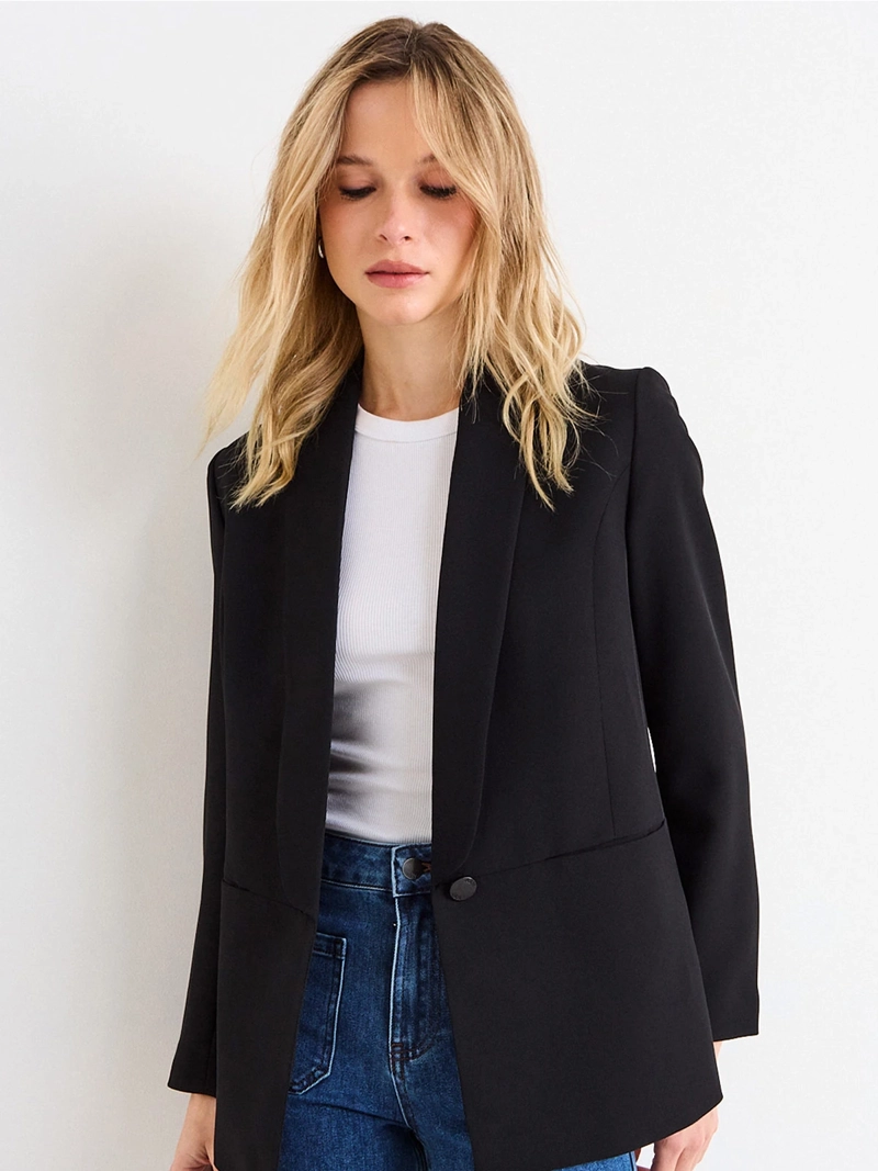 BLAZER MUJER ASH MANGA LARGA SOLAPA CONTINUA