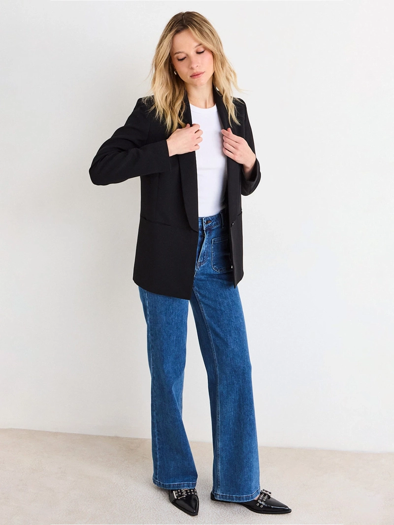 BLAZER MUJER ASH MANGA LARGA SOLAPA CONTINUA - 4