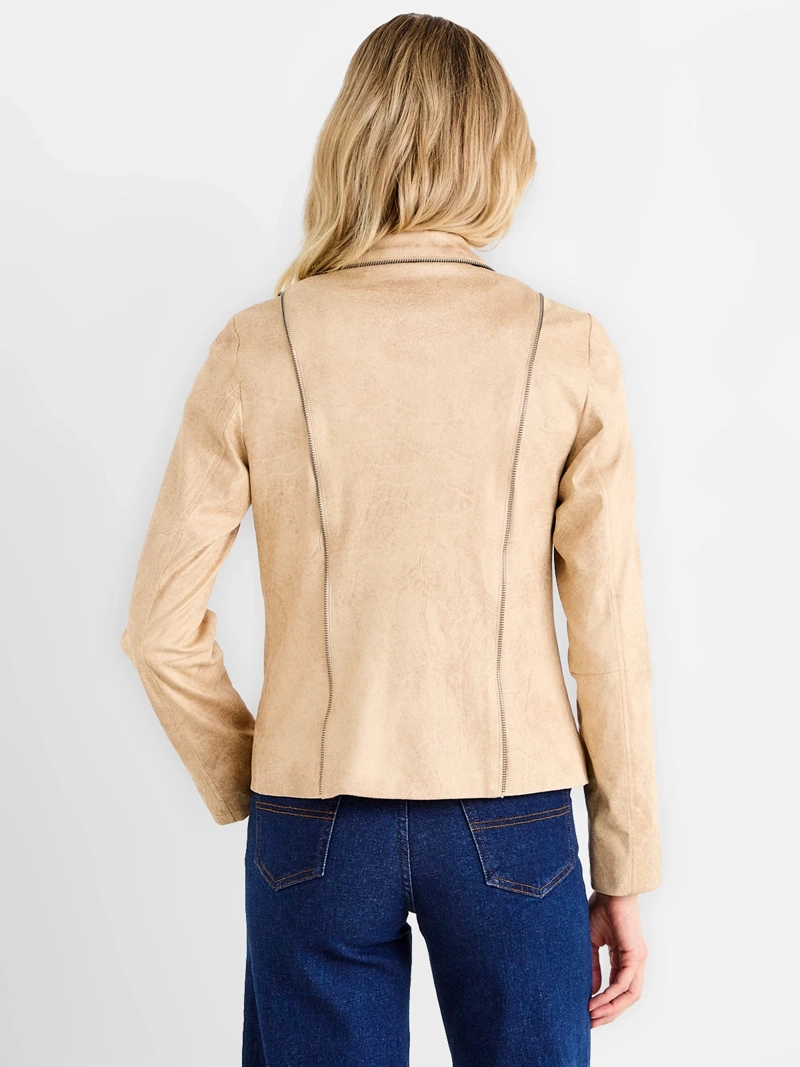 CHAQUETA MUJER ASH SUEDE EFECTO CRAQUELADO FORADA BOLSILLOS OCULTOS - 2