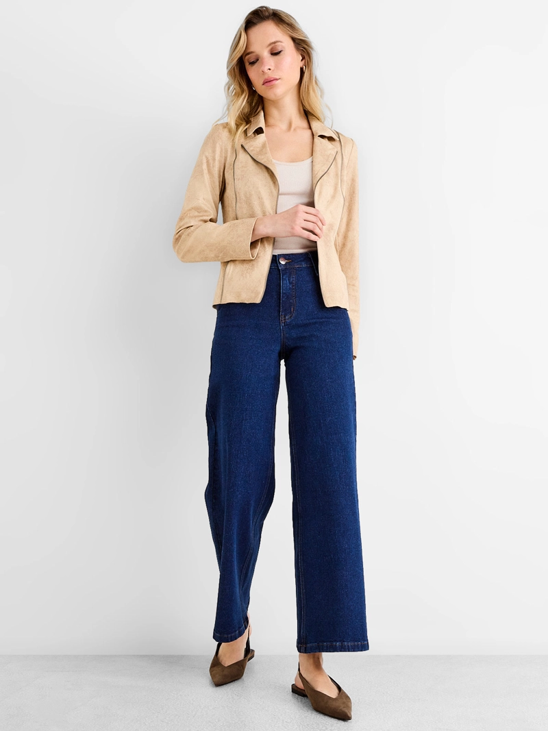 CHAQUETA MUJER ASH SUEDE EFECTO CRAQUELADO FORADA BOLSILLOS OCULTOS - 4