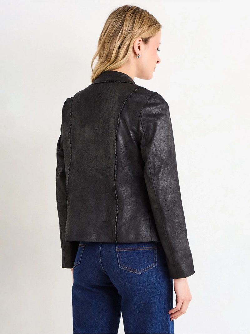CHAQUETA MUJER ASH SUEDE EFECTO CRAQUELADO FORADA BOLSILLOS OCULTOS - 2