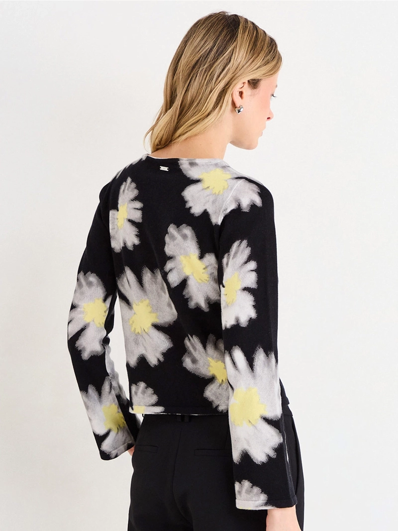 SWEATER MUJER ASH ALGODÓN ESCOTE REDONDO MANGA CORTA FLORAL - 2