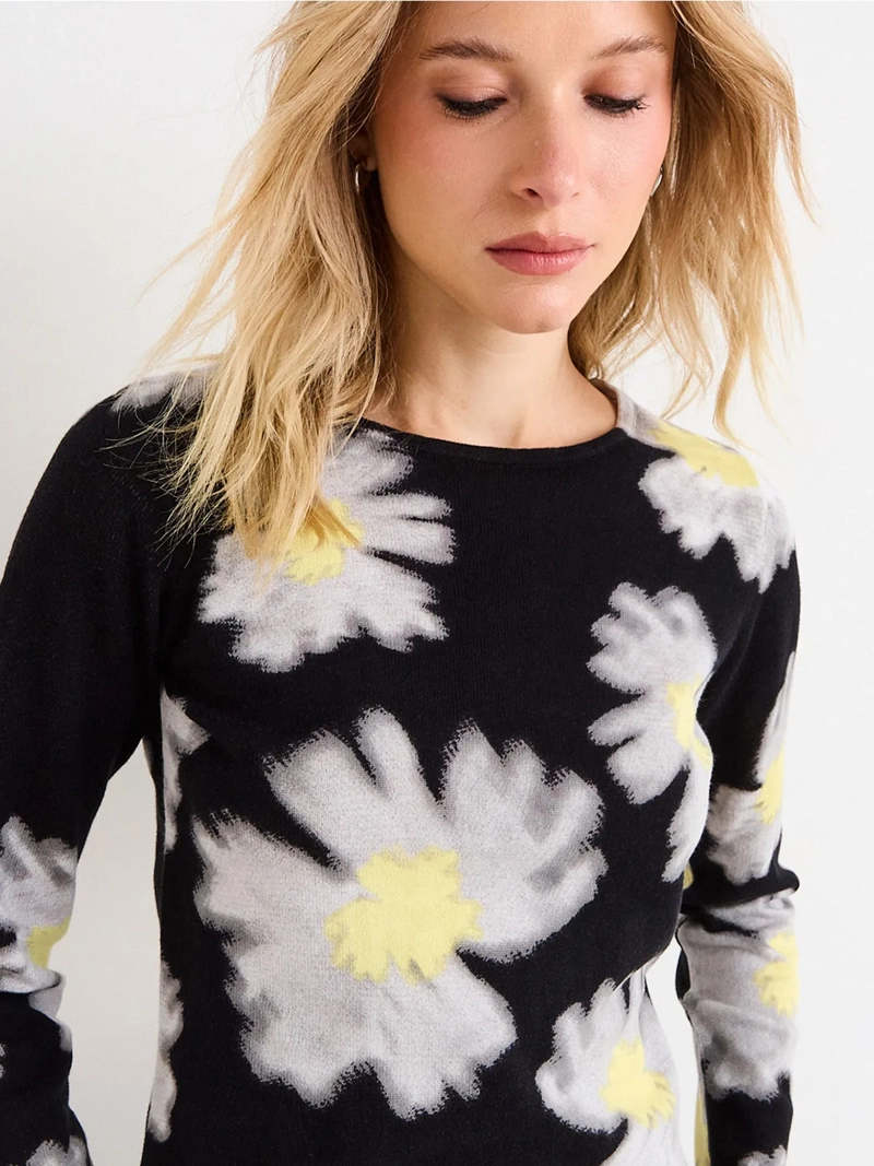 SWEATER MUJER ASH ALGODÓN ESCOTE REDONDO MANGA CORTA FLORAL - 3
