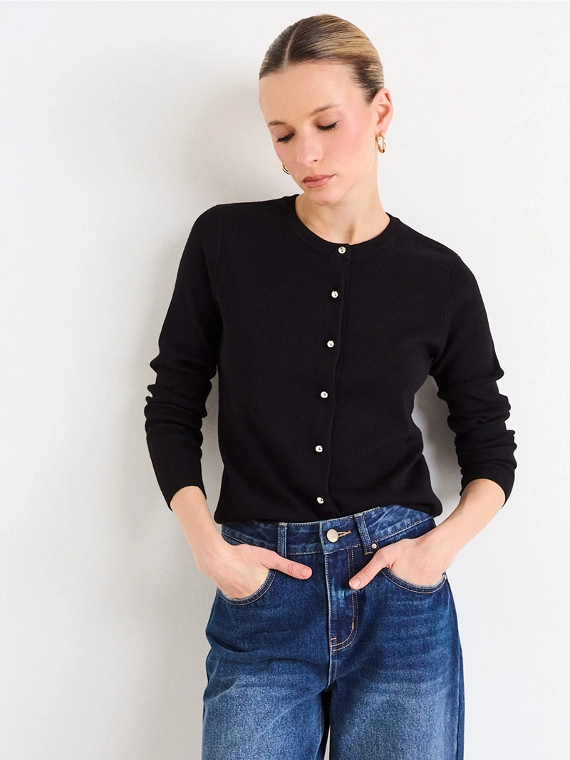 CARDIGAN MUJER ASH ESCOTE REDONDO - 1