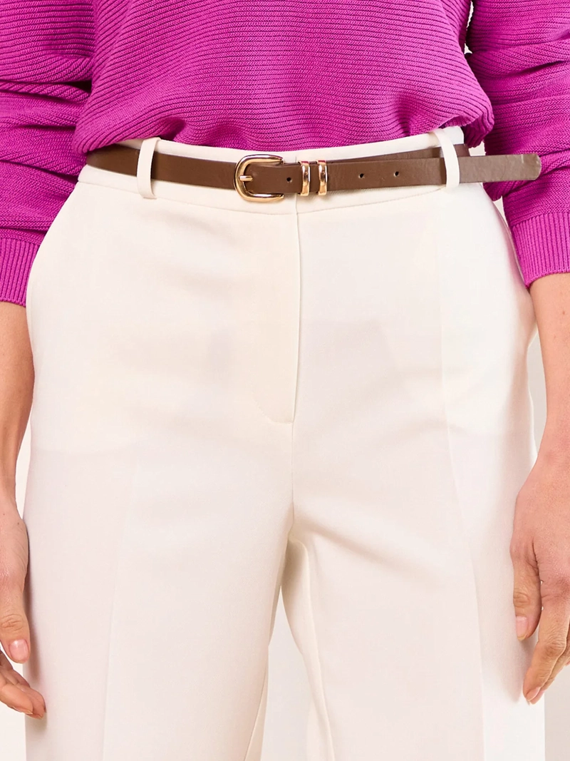 PANTALÓN MUJER MAGRIFFE CALCE CLASICO RECTO CON CINTURON DE PU Y HEBILLA DORADA - 4
