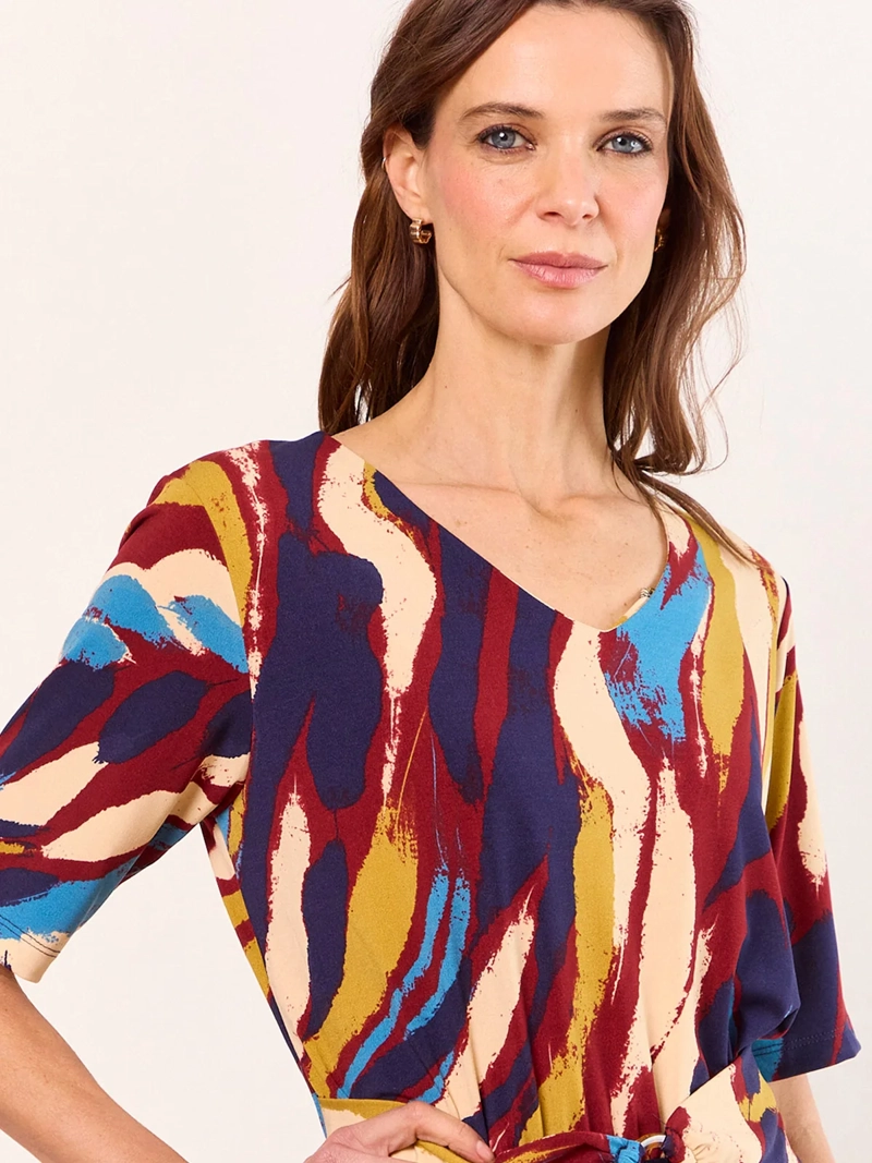 VESTIDO MUJER MA GRIFFE ESTAMPADO ESCOTE EN V - 4
