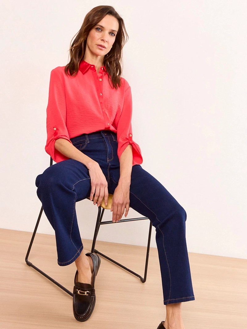 BLUSA MUJER MA GRIFFE CAMISERA SATÍN ABOTONADA
