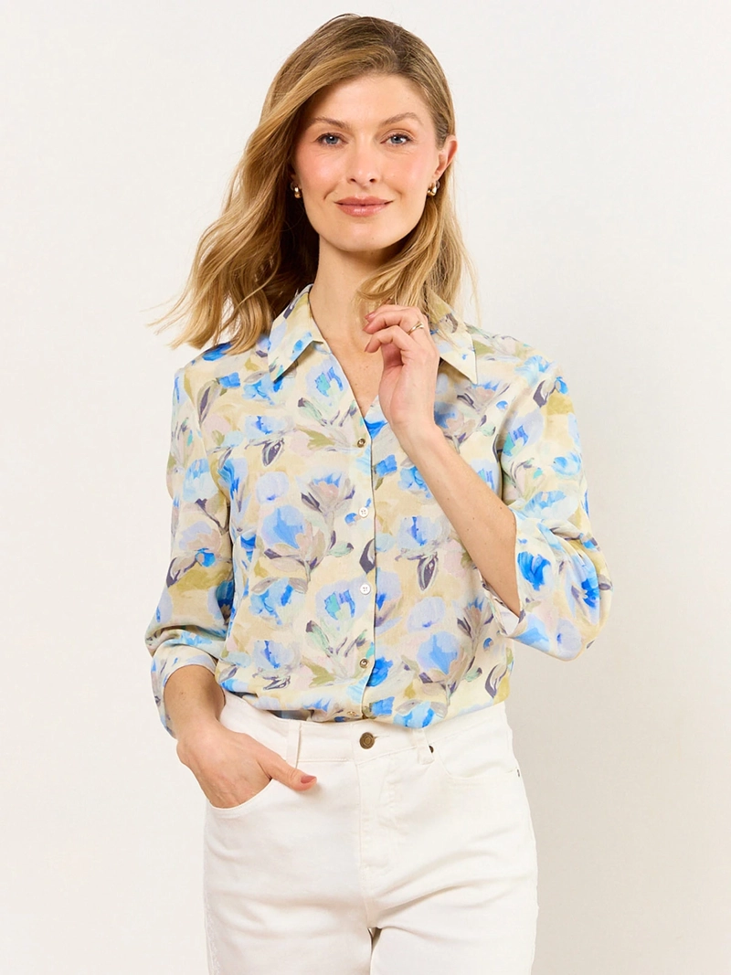 BLUSA MUJER MA GRIFFE MANGA 3/4 CAMISERA ESTAMPADA ABOTONADA