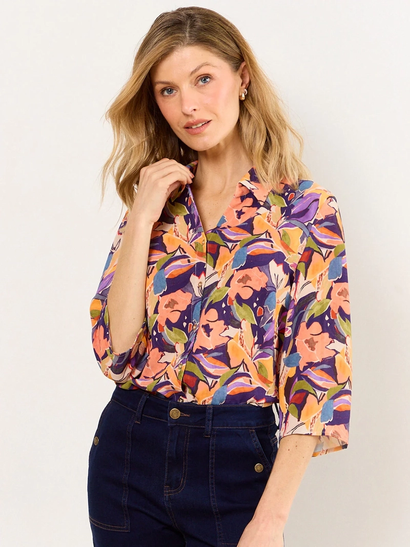 BLUSA MUJER MA GRIFFE MANGA 3/4 CAMISERA ESTAMPADA ABOTONADA
