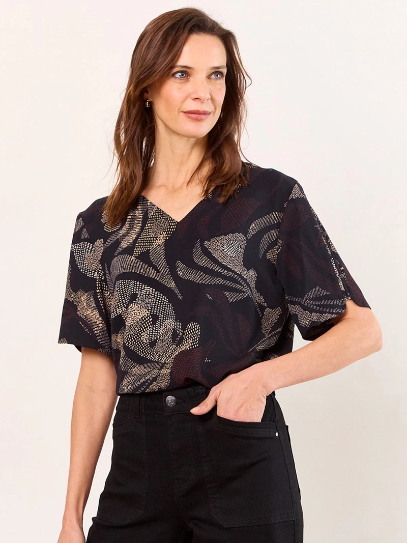 BLUSA MUJER MA GRIFFE ESCOTE EN V MANGA CORTA - 1