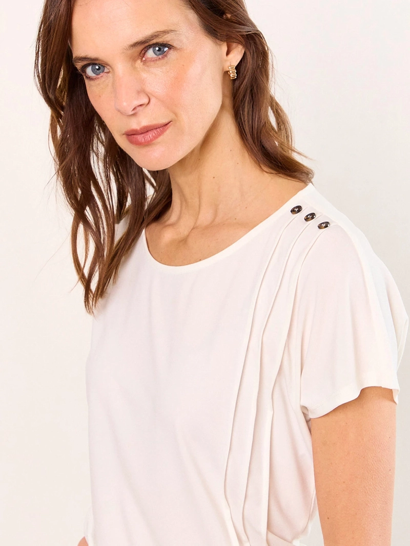POLERA MUJER MA GRIFFE MANGA CORTA PLISADOS - 3