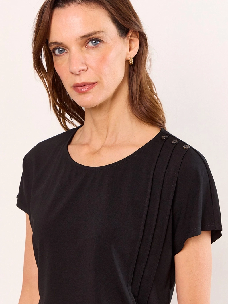 POLERA MUJER MA GRIFFE MANGA CORTA PLISADOS - 3