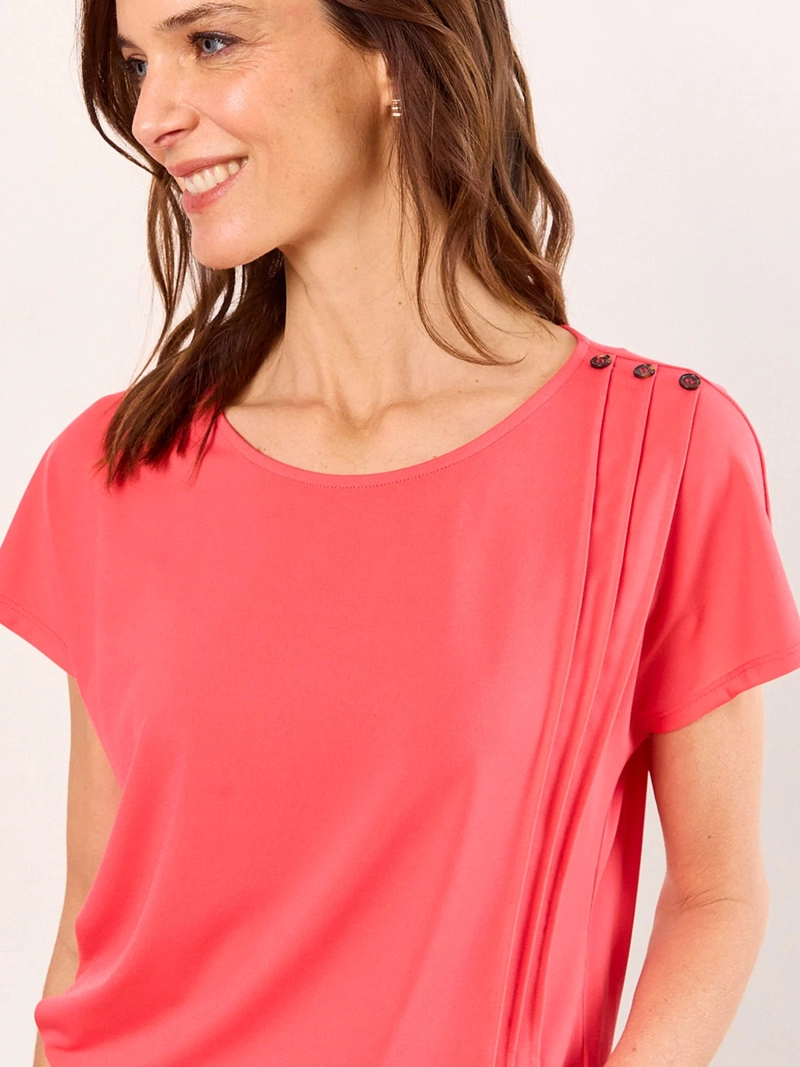 POLERA MUJER MA GRIFFE CUELLO REDONDO MANGA CORTA PLISADOS - 3