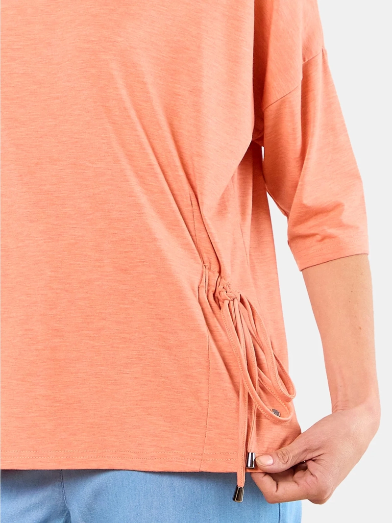 POLERA MUJER MAGRIFFE ESCOTE REDONDO MANGA CAIDA Y LAZO AJUSTABLE A UN COSTADO - 3