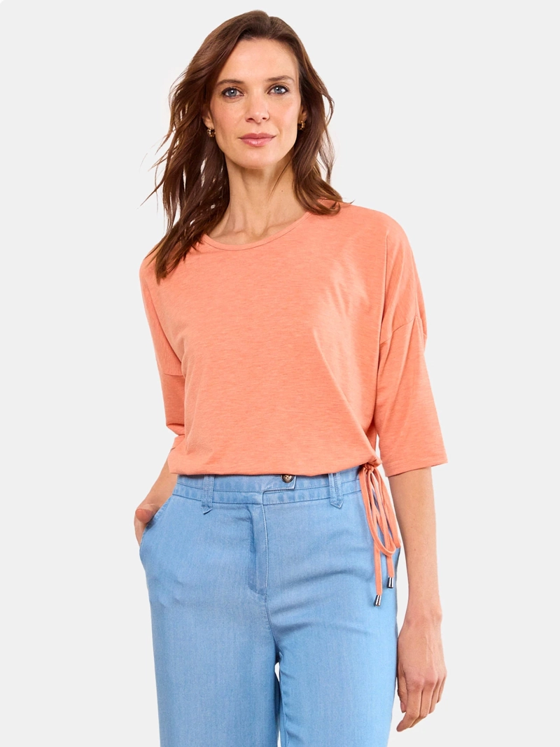 POLERA MUJER MAGRIFFE ESCOTE REDONDO MANGA CAIDA Y LAZO AJUSTABLE A UN COSTADO - 1