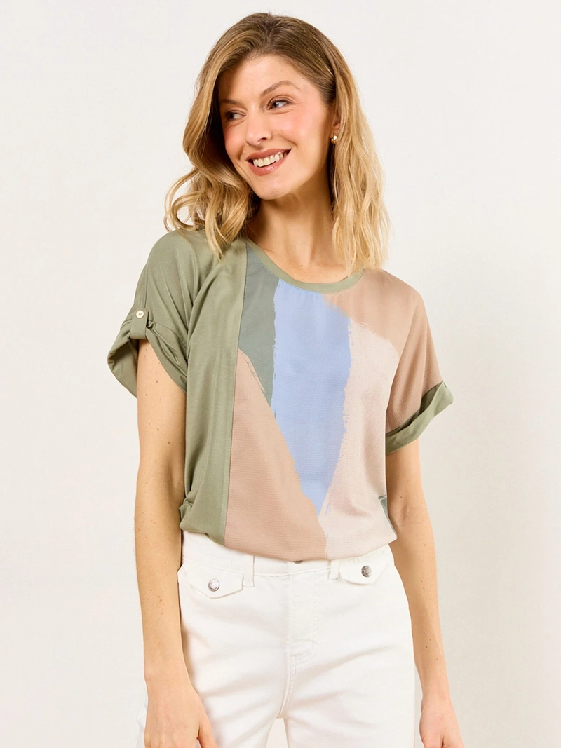 POLERA MUJER MA GRIFFE MANGA CORTA CAÍDA ESTAMPADO