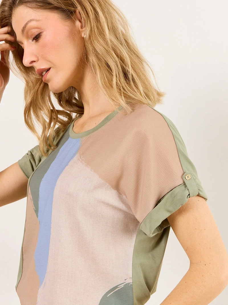 POLERA MUJER MA GRIFFE MANGA CORTA CAÍDA ESTAMPADO - 3