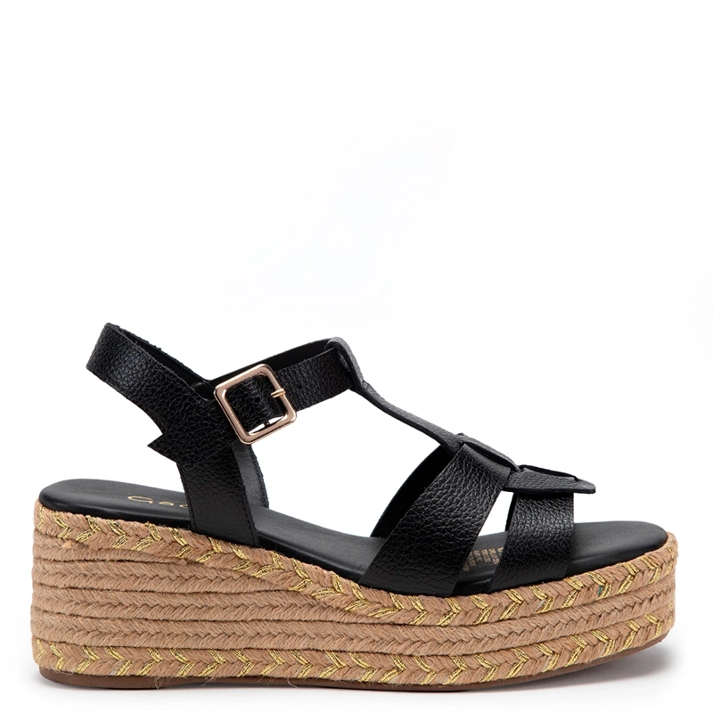 SANDALIAS MUJER GACEL NEGRO CONI CUERO