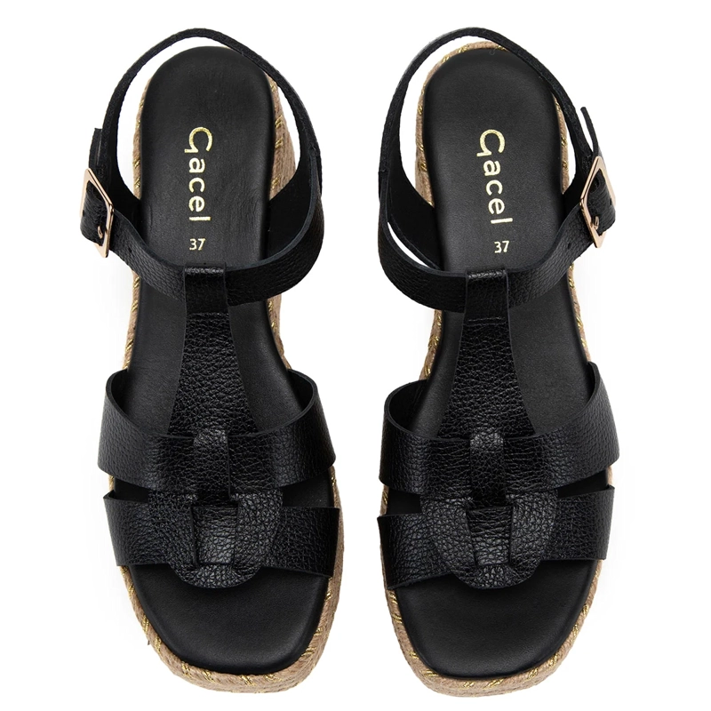 SANDALIAS MUJER GACEL NEGRO CONI CUERO - 3