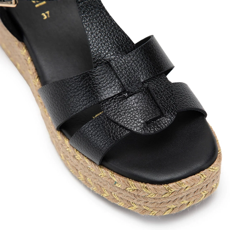 SANDALIAS MUJER GACEL NEGRO CONI CUERO - 5