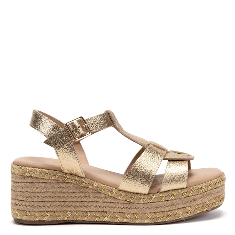 SANDALIAS MUJER GACEL DORADO CONI CUERO