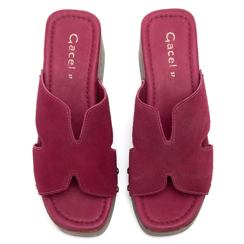 SANDALIAS MUJER GACEL GUINDA DAISY CUERO - 3