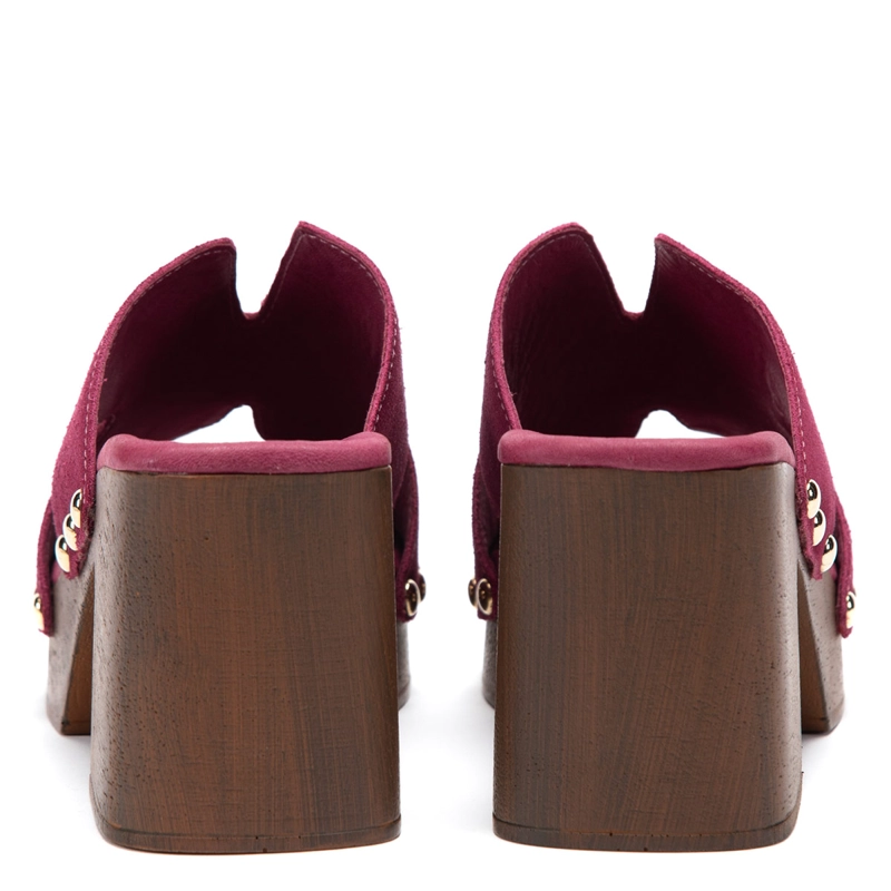 SANDALIAS MUJER GACEL GUINDA DAISY CUERO - 4