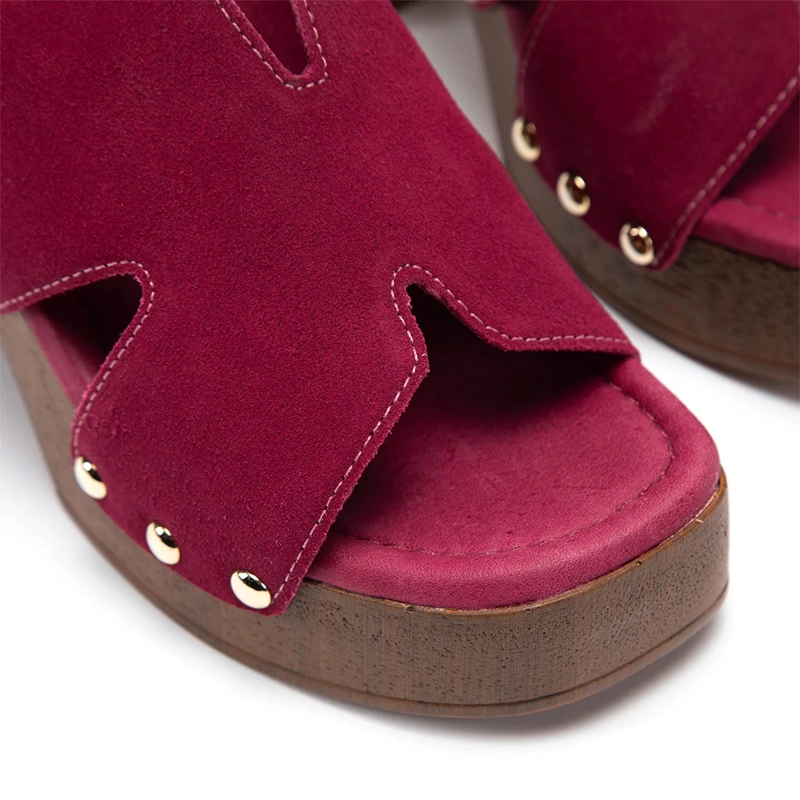 SANDALIAS MUJER GACEL GUINDA DAISY CUERO - 5