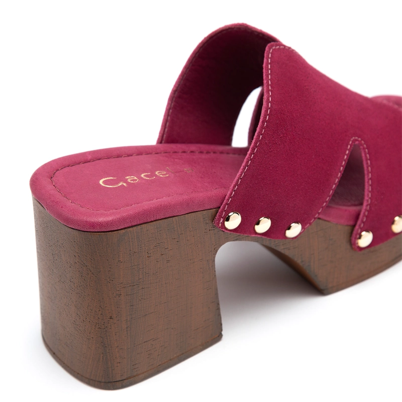SANDALIAS MUJER GACEL GUINDA DAISY CUERO - 6